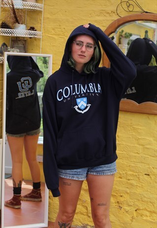 VINTAGE 90'S BLUE COLUMBIA UNIVERSITY HOODIE SIZE X LARGE