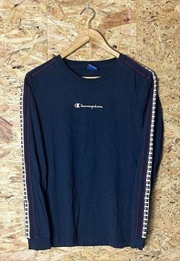 Champion Navy Longsleeve Tapered T-Shirt Small