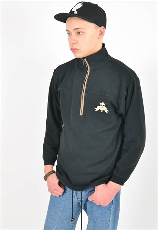 VINTAGE 90'S 1/4 ZIP SWEATSHIRT IN BLACK