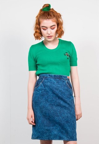 VINTAGE 70'S CUTE KNIT SHORT SLEEVE TOP