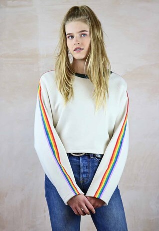 FRESH CREAM RAINBOW CROP JUMPER