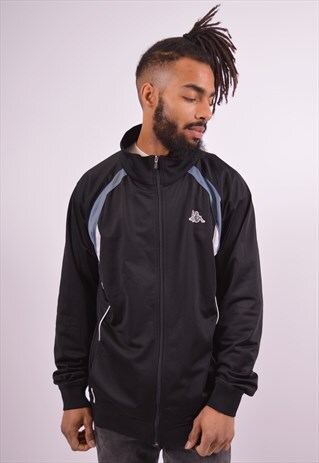KAPPA MENS VINTAGE TRACKSUIT TOP JACKET XXXL BLACK 90S