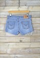 VINTAGE LEVIS 518 BLUE DISTRESSED DENIM SHORTS W32 BR1687