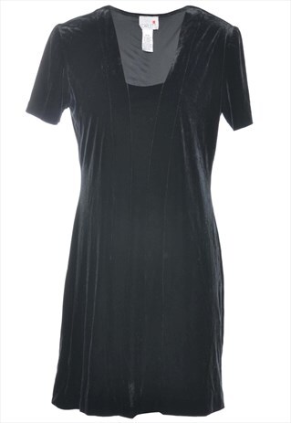 VINTAGE BEYOND RETRO BLACK VELVET EVENING DRESS - M