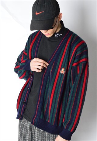 VINTAGE 80S STRIPED WOOL BLEND CARDIGAN