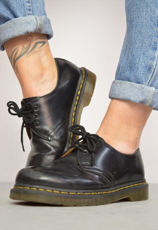 VINTAGE 90S DR. MARTENS BLACK LEATHER SHOES PUNK ROCKER
