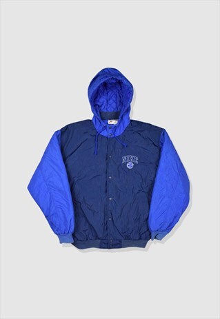VINTAGE 90S NIKE EMBROIDERED LOGO PUFFER JACKET IN BLUE