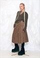 VINTAGE Y2K TIERED SKIRT IN BROWN CORDUROY