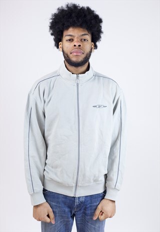 VINTAGE 90S REEBOK LIGHT GREY ZIP-UP SWEATSHIRT