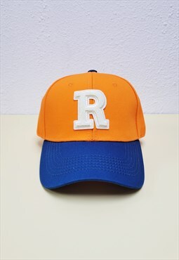 Orange and Blue Letter R Adjustable Baseball Cap