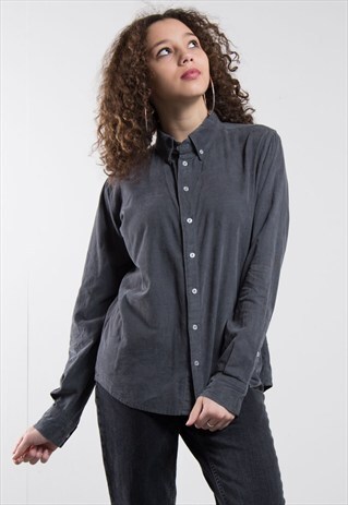GREY CORD CORDUROY BOYFRIEND SHIRT