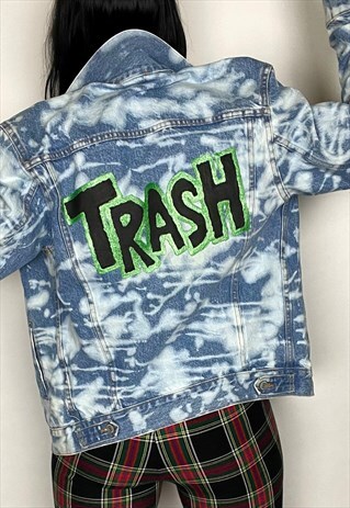 TRASH - REWORKED ACID WASH HAND PAINTED DENIM JACKET