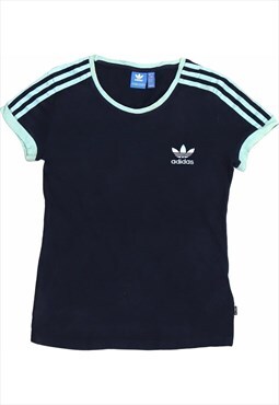 Adidas 90's Short Sleeve Spellout T Shirt Small Blue
