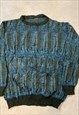 VINTAGE KNITTED JUMPER ABSTRACT PATTERNED KNIT SWEATER