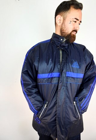 90S ADIDAS NAVY PUFFER PARKA COAT