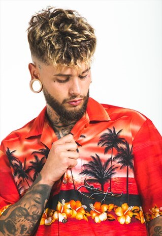 VINTAGE 80S HAWAIIAN SHORT SLEEVE SHIRT/ S6093