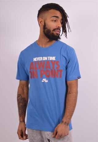 NIKE MENS VINTAGE T-SHIRT TOP MEDIUM BLUE 90S