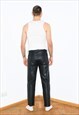 VINTAGE 90S STRAIGHT LEATHER TROUSERS IN BLACK