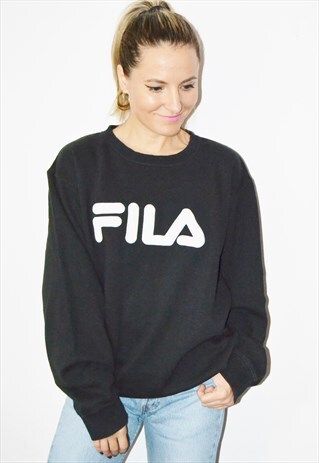 90'S FILA EMBROIDERED VINTAGE BLACK SWEATSHIRT /JUMPER