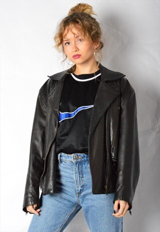 VINTAGE 80S BROWN LEATHER JACKET