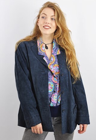 VINTAGE 90S BLUE SUEDE JACKET