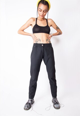 VINTAGE 90S ELISABETTA FRANCHI BLACK TROUSERS ID:7650