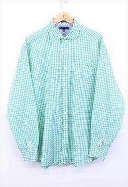 Vintage Tommy Hilfiger Shirt Mint Green Check With Pocket 