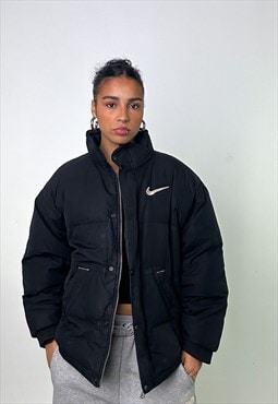 Black 90s NIKE Swoosh Puffer Jacket Coat
