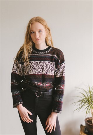 VINTAGE NINETIES WOOL PATTERNED JUMPER
