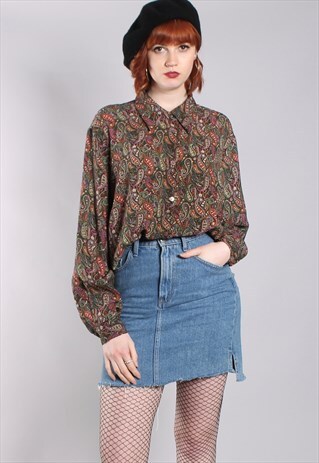 VINTAGE 80S PAISLEY PATTERNED OVERSIZE SHIRT