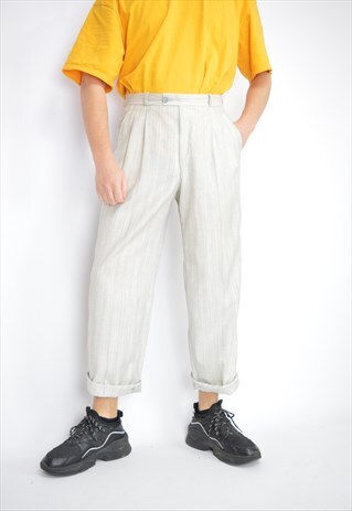 Vintage light grey classic 80's suit trousers 