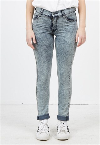 VINTAGE BLUE CHEAP MONDAY ACID WASHED DENIM JEANS