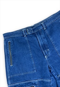 Vintage Y2K Baggy blue denim jeans Zip and Velcro fly 