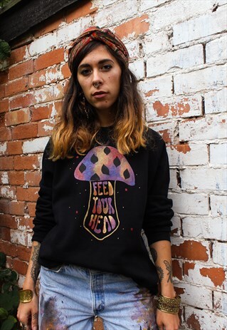HANDPAINTED METALLIC PSYCHEDELLC MUSHROOM SWEATSHIRT
