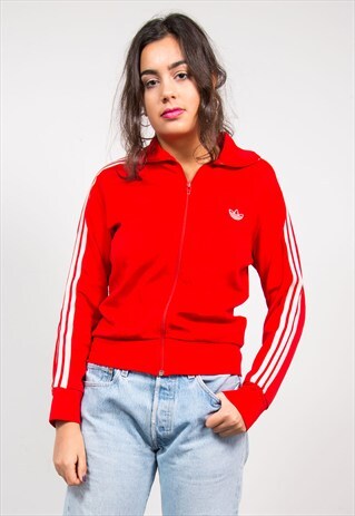 VINTAGE 80'S ADIDAS RED TRACKSUIT JACKET