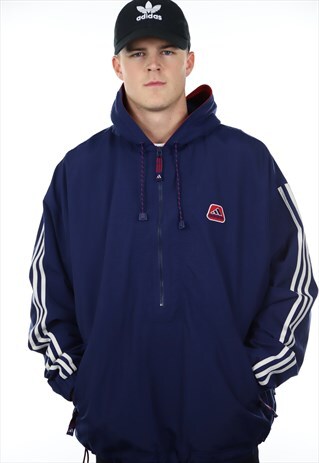 VINTAGE 90S ADIDAS 1/2 ZIP WINDBREAKER JACKET