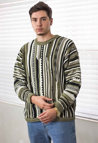 VINTAGE RETRO PATTERNED SWEATSHIRT JUMPER LOGO 90S L 22.9
