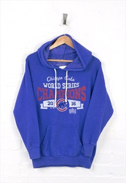 Vintage Chicago Cubs Hoodie Blue Medium
