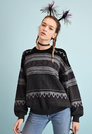 90'S RETRO FAIR ISLE KNIT OVERSIZED DADS CHRISTMAS JUMPER