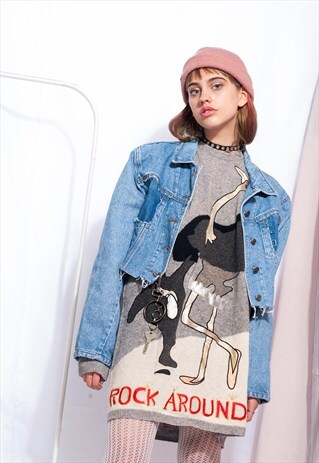 VINTAGE DENIM JACKET 80S REWORKED CROPPED JEAN JACKET FRAYED