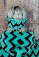 FLUFFY STRIPED HEADBAND LUXURY FLEECE HEAD COVER IN GREEN