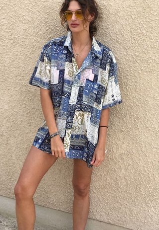 PATTERNED OVERSIZED RETRO VINTAGE UNISEX FESTIVAL SHIRT