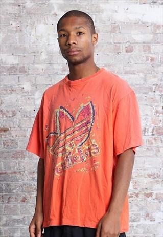 VINTAGE ADIDAS BIG LOGO T-SHIRT ORANGE