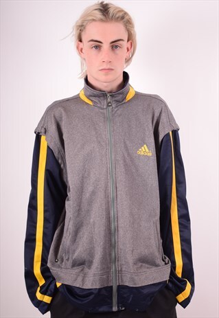 ADIDAS MENS VINTAGE TRACKSUIT TOP JACKET LARGE GREY 90S