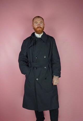 VINTAGE 1990S DSCP BLACK OVERCOAT