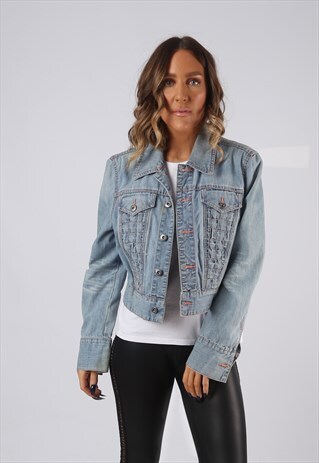 TOMMY HILFIGER DENIM JACKET FITTED UK 14 (GVDG)