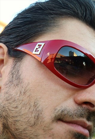y2k vintage RARE nos Fendi big logo red sunglasses