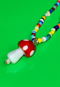 00s Beaded Mushroom necklace