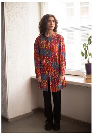 VINTAGE 80'S MULTI COLOUR BUTTON UP TUNIC