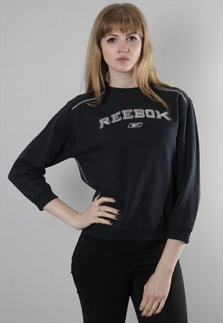 VINTAGE 90S REEBOK BLACK SWEATSHIRT JUMPER